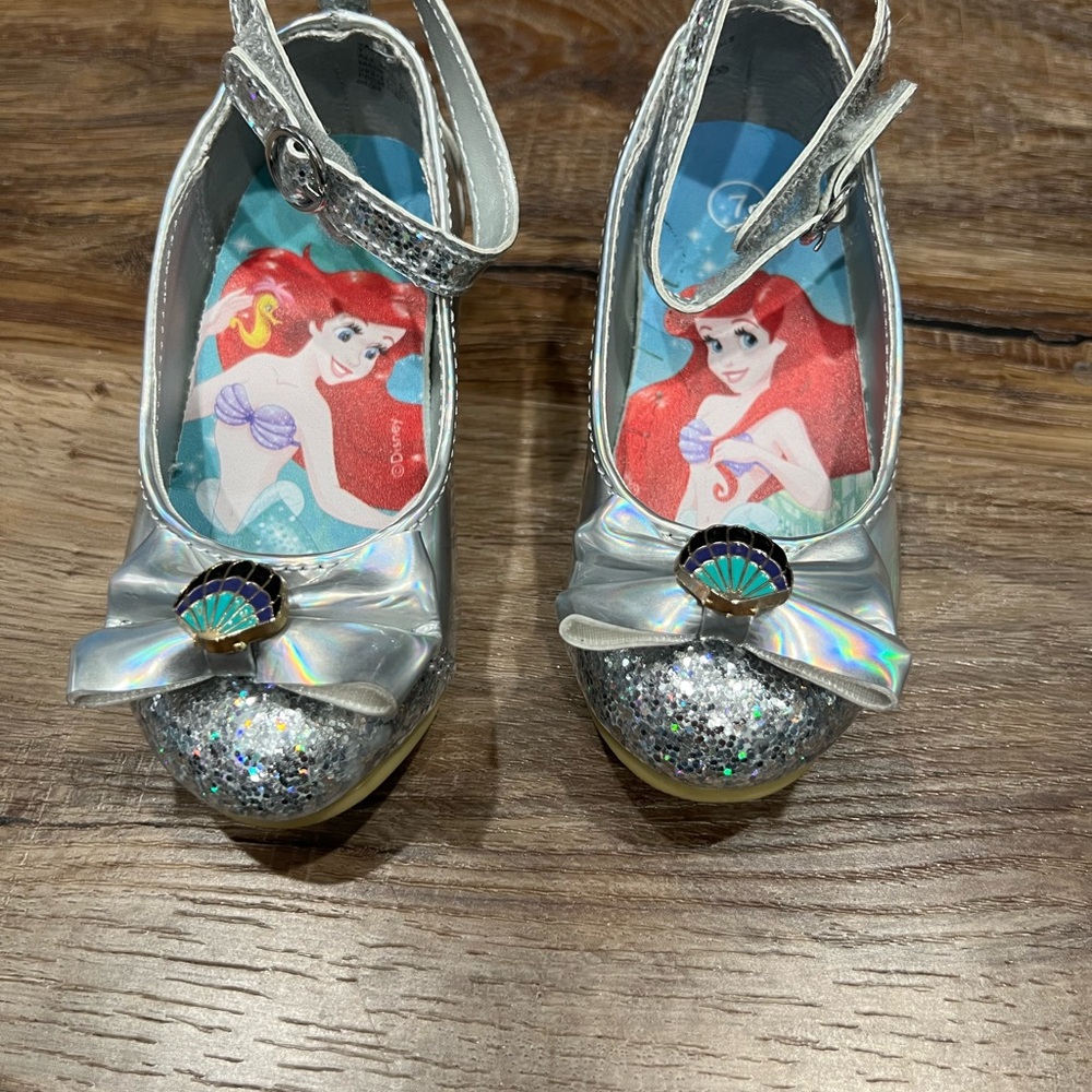Disney Silver Glitter Kids Shoes with Ariel Design